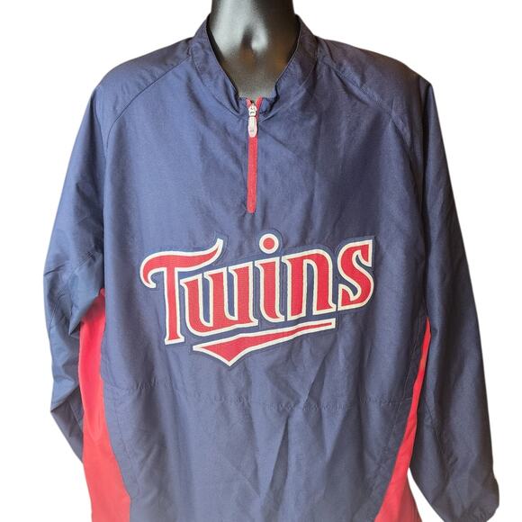 Majestic Minnesota Twins Pullover Windbreaker XL CoolBase Warmup Dugout Baseball - Picture 2 of 12
